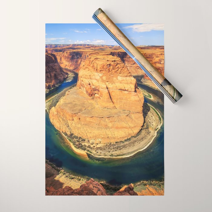 Stunning Horseshoe Bend, Colorado River, Glen Canyon scenic nature canyons photographic art print Wrapping Paper Gallery Image 1