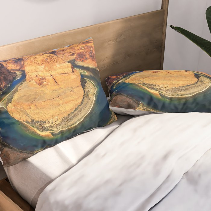 Stunning Horseshoe Bend, Colorado River, Glen Canyon scenic nature canyons photographic art print Pillow Sham Gallery Image 2