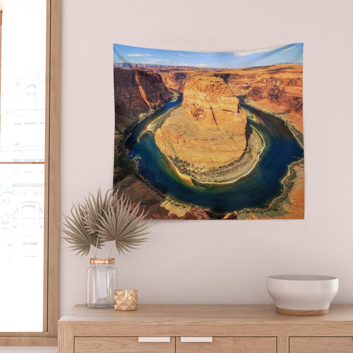 Stunning Horseshoe Bend, Colorado River, Glen Canyon scenic nature canyons photographic art print Wall Tapestry Gallery Image 2