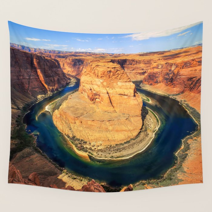 Stunning Horseshoe Bend, Colorado River, Glen Canyon scenic nature canyons photographic art print Wall Tapestry Gallery Image 4