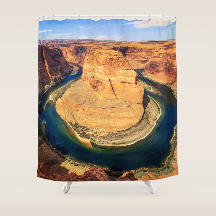 Stunning Horseshoe Bend, Colorado River, Glen Canyon scenic nature canyons photographic art print Shower Curtain Gallery Image 1