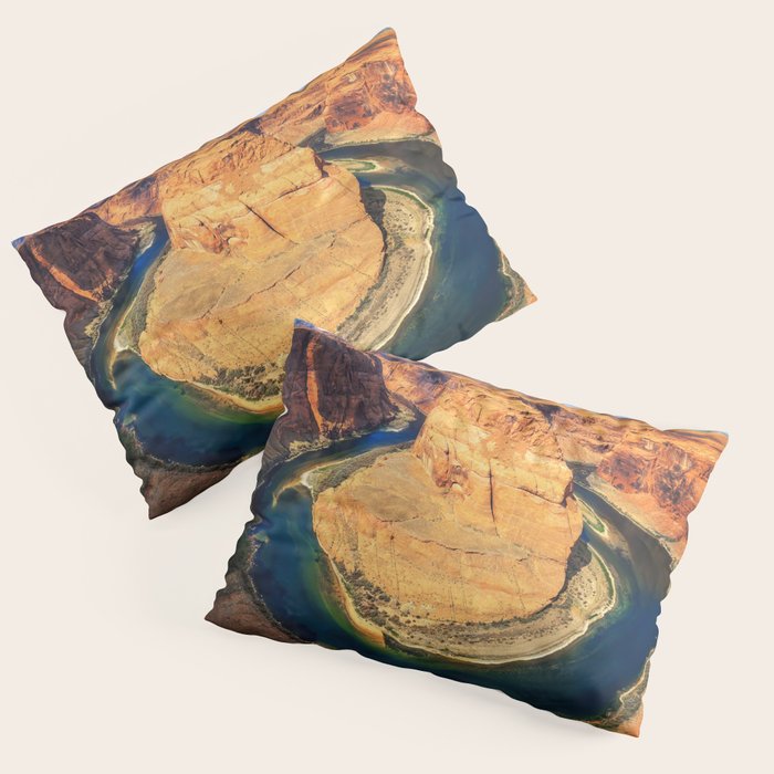 Stunning Horseshoe Bend, Colorado River, Glen Canyon scenic nature canyons photographic art print Pillow Sham Gallery Image 1
