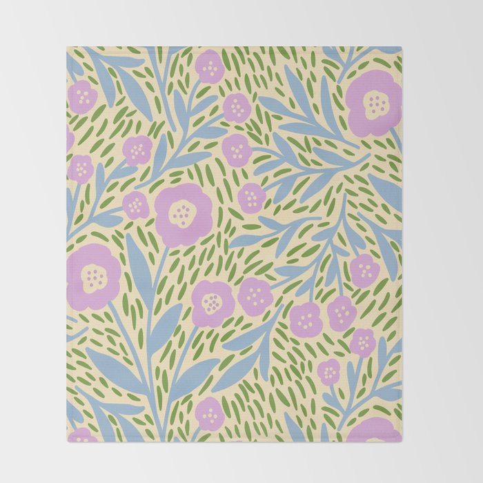 Botanical Garden - Lilac, Blue and Green  Throw Blanket Gallery Image 2