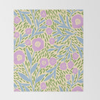 Botanical Garden - Lilac, Blue and Green  Throw Blanket Gallery Image 2