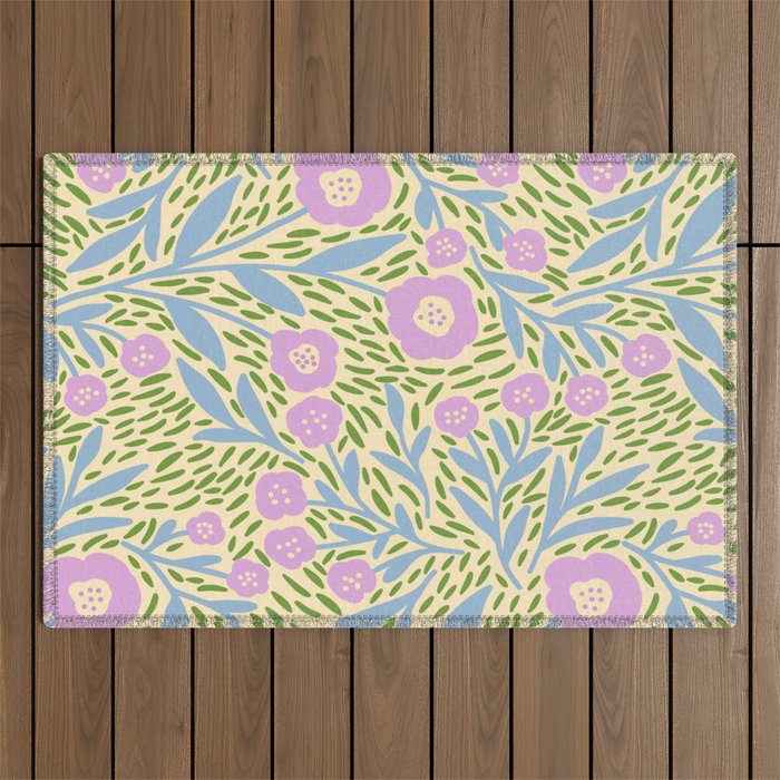 Botanical Garden - Lilac, Blue and Green  Outdoor Rug Gallery Image 1