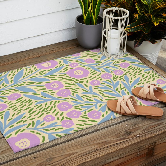 Botanical Garden - Lilac, Blue and Green  Outdoor Rug Gallery Image 2