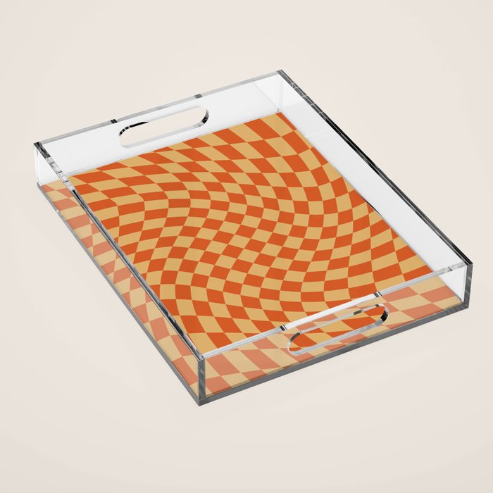 Orange Sunset Checker Acrylic Tray Gallery Image 1
