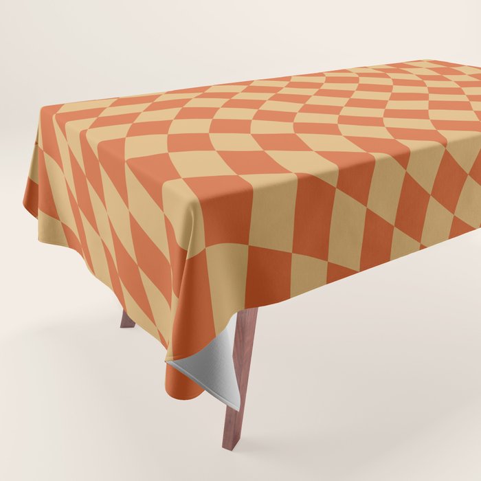 Orange Sunset Checker Tablecloth Gallery Image 1