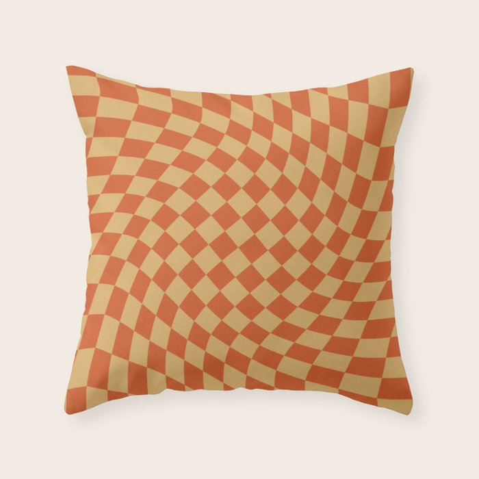 Orange Sunset Checker Throw Pillow Gallery Image 1
