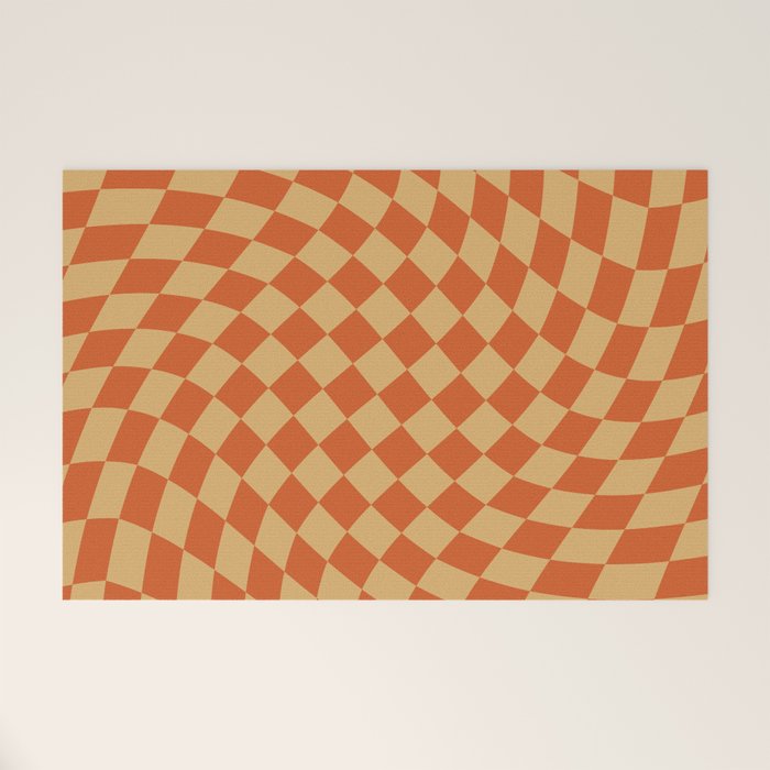 Orange Sunset Checker Welcome Mat Gallery Image 1