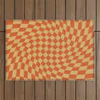Orange Sunset Checker Outdoor Rug Gallery Image 1