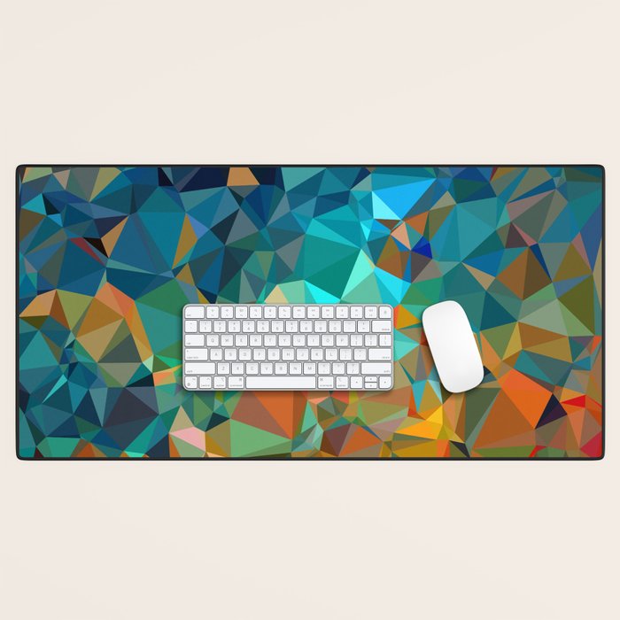 Red Blue Gold Low Poly Abstract Art Desk Mat Gallery Image 1