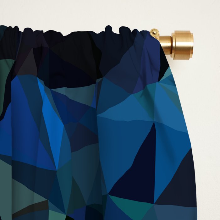 Red Blue Gold Low Poly Abstract Art Window Curtain Gallery Image 2
