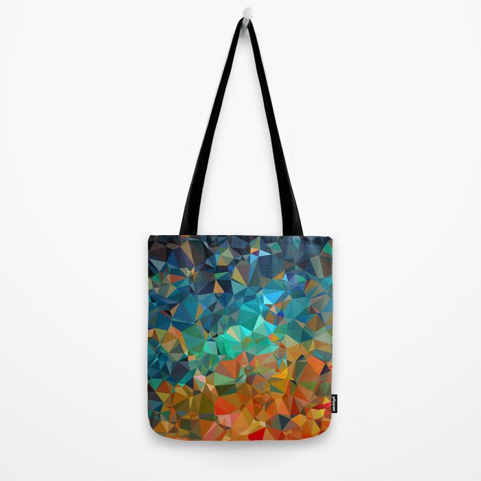 Red Blue Gold Low Poly Abstract Art Tote Bag Gallery Image 2
