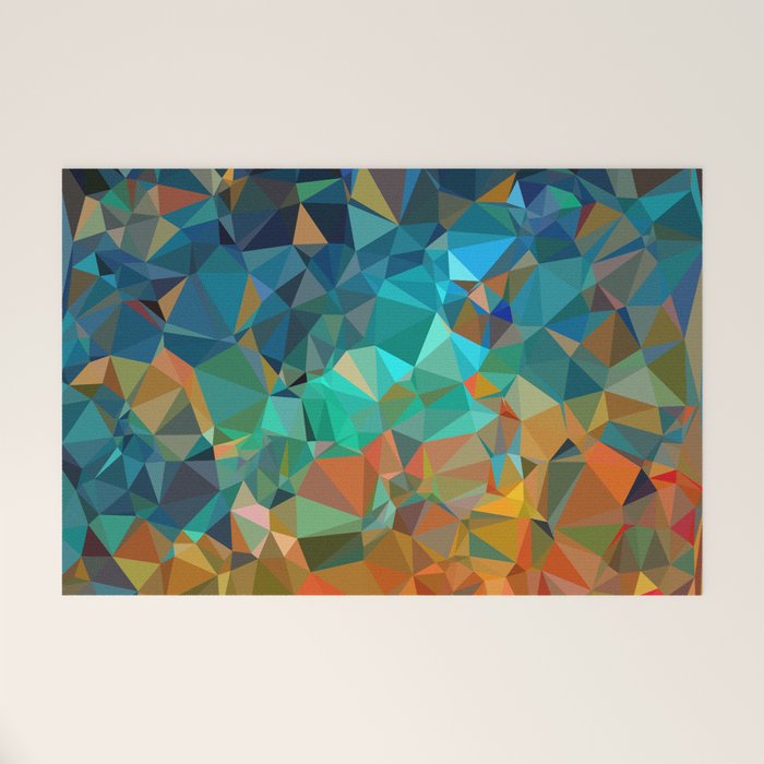 Red Blue Gold Low Poly Abstract Art Welcome Mat Gallery Image 1
