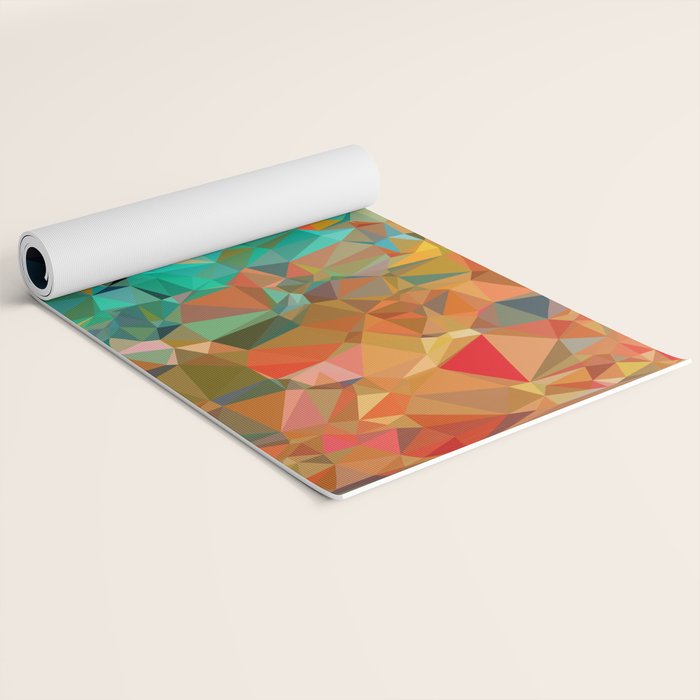 Red Blue Gold Low Poly Abstract Art Yoga Mat Gallery Image 2