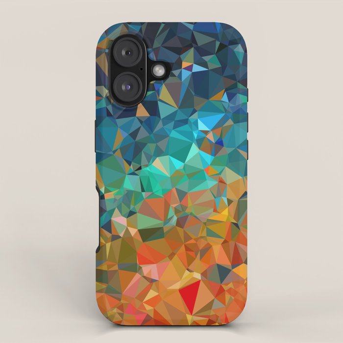 Red Blue Gold Low Poly Abstract Art iPhone Case Gallery Image 1