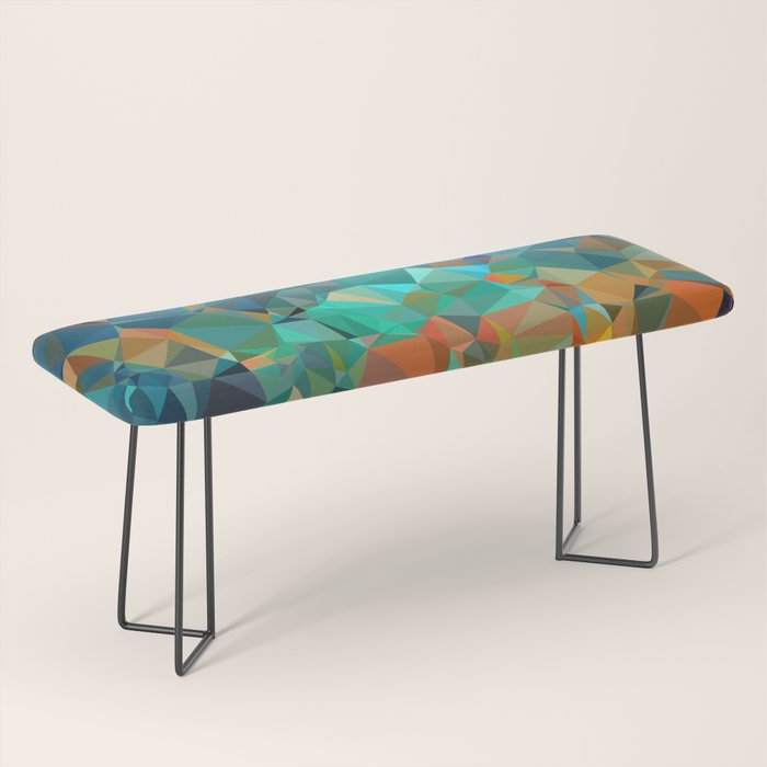 Red Blue Gold Low Poly Abstract Art Bench Gallery Image 1