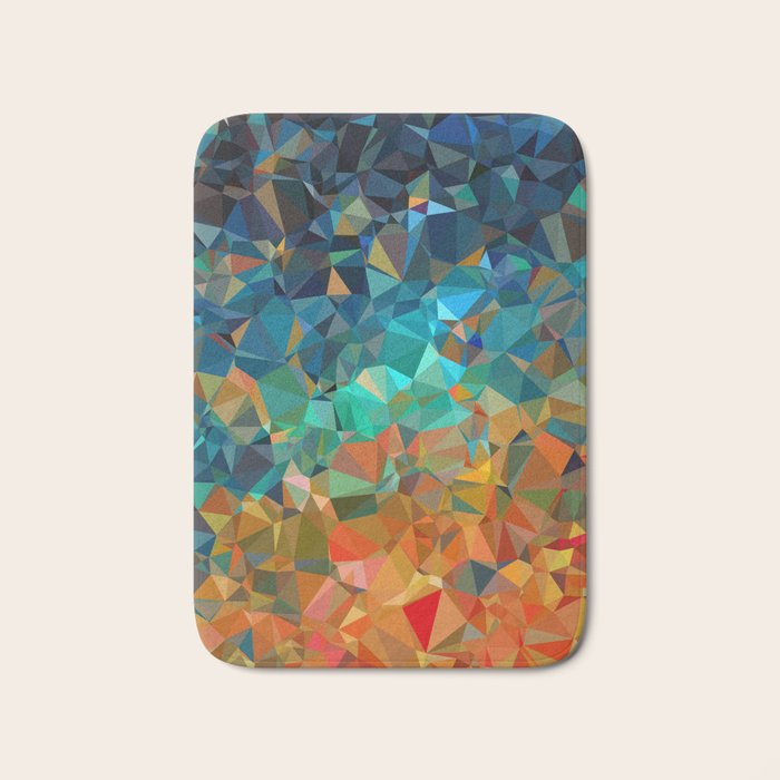 Red Blue Gold Low Poly Abstract Art Bath Mat Gallery Image 1