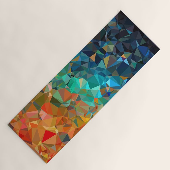 Red Blue Gold Low Poly Abstract Art Yoga Mat Gallery Image 1