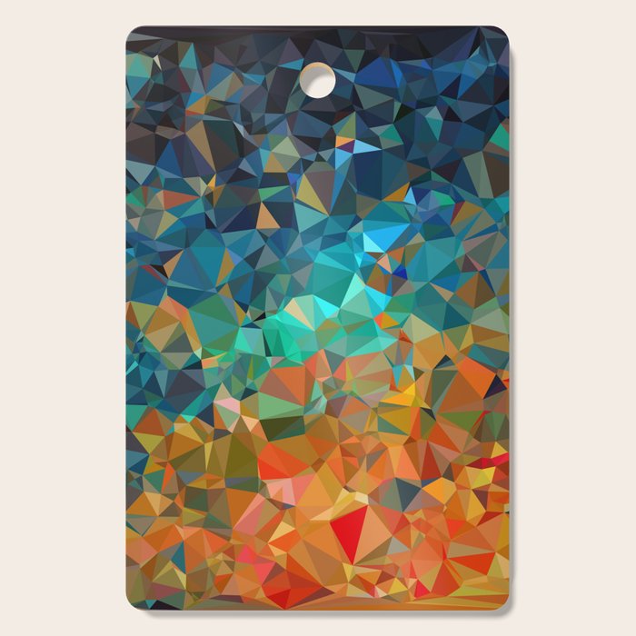 Red Blue Gold Low Poly Abstract Art Cutting Board Gallery Image 1