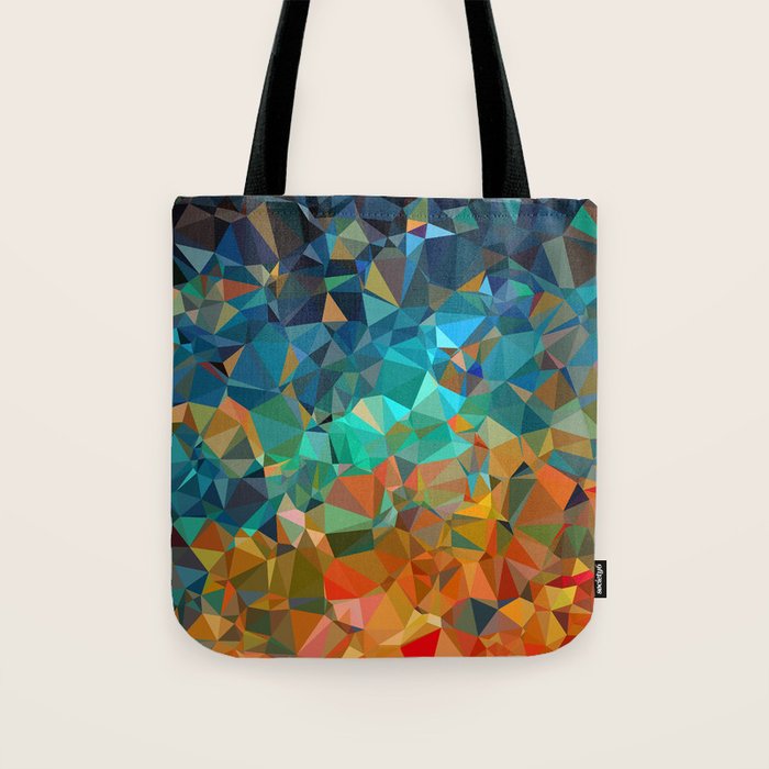 Red Blue Gold Low Poly Abstract Art Tote Bag Gallery Image 1