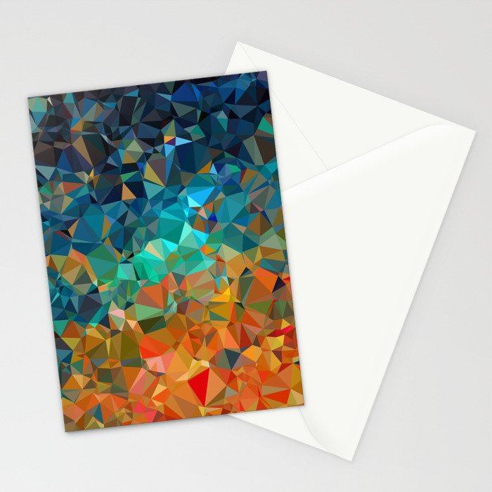 Red Blue Gold Low Poly Abstract Art Stationery Card Gallery Image 2