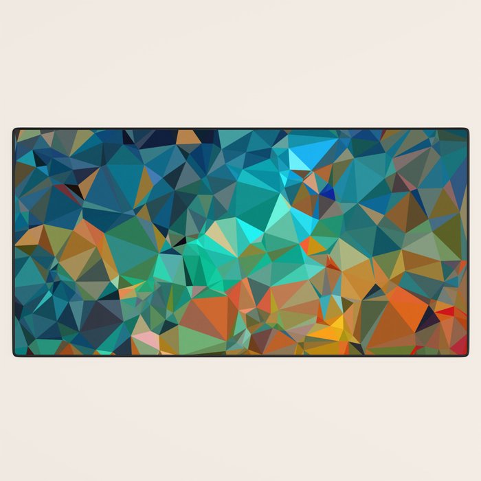 Red Blue Gold Low Poly Abstract Art Desk Mat Gallery Image 3