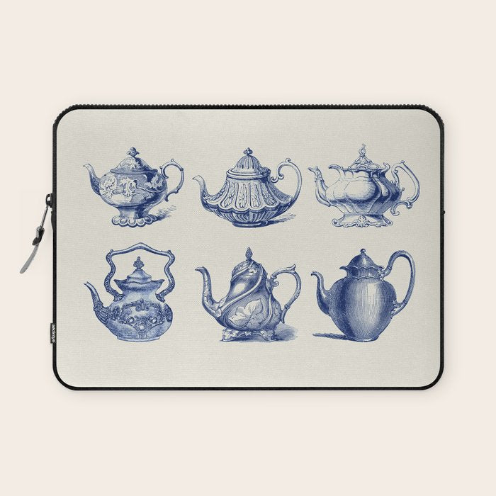 Blue Tea Pots Laptop Sleeve Gallery Image 1