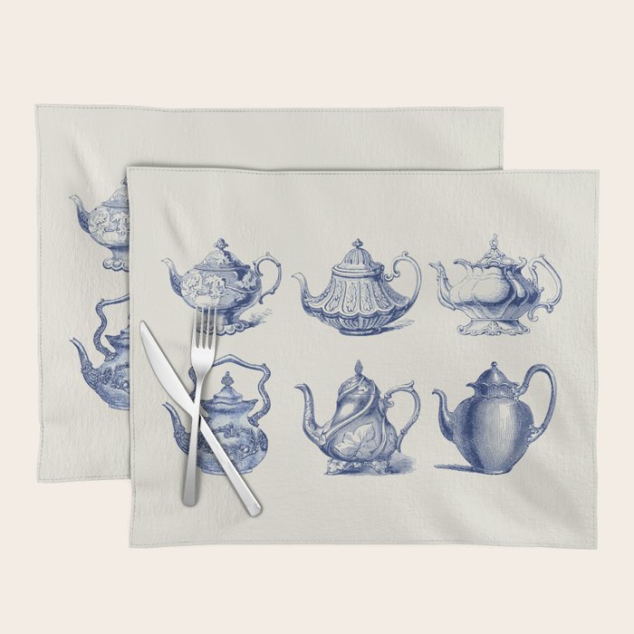 Blue Tea Pots Placemat Gallery Image 1