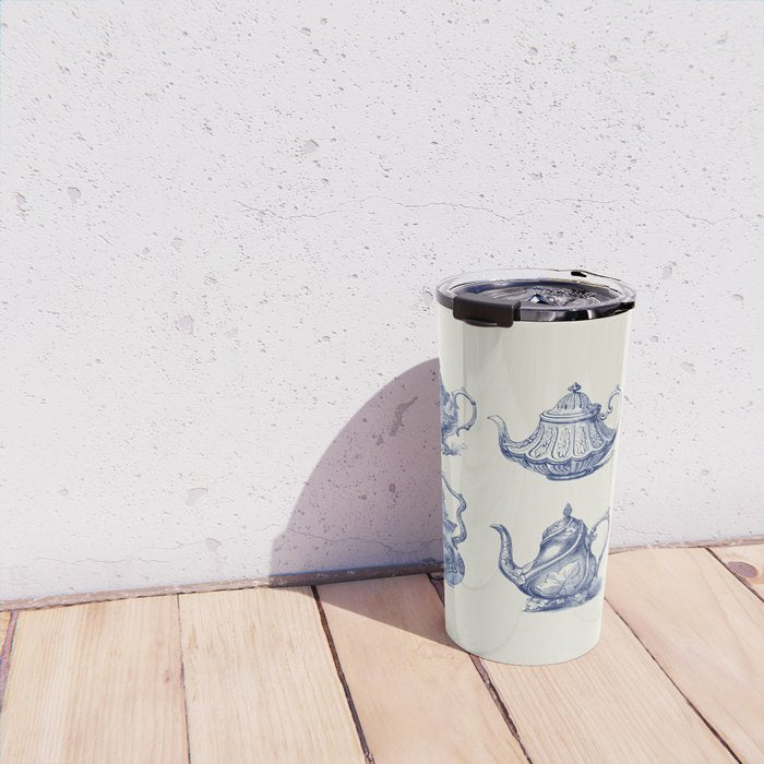 Blue Tea Pots Travel Mug Gallery Image 4