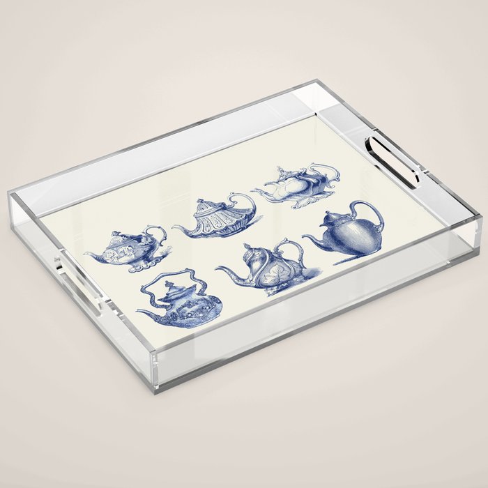 Blue Tea Pots Acrylic Tray Gallery Image 1