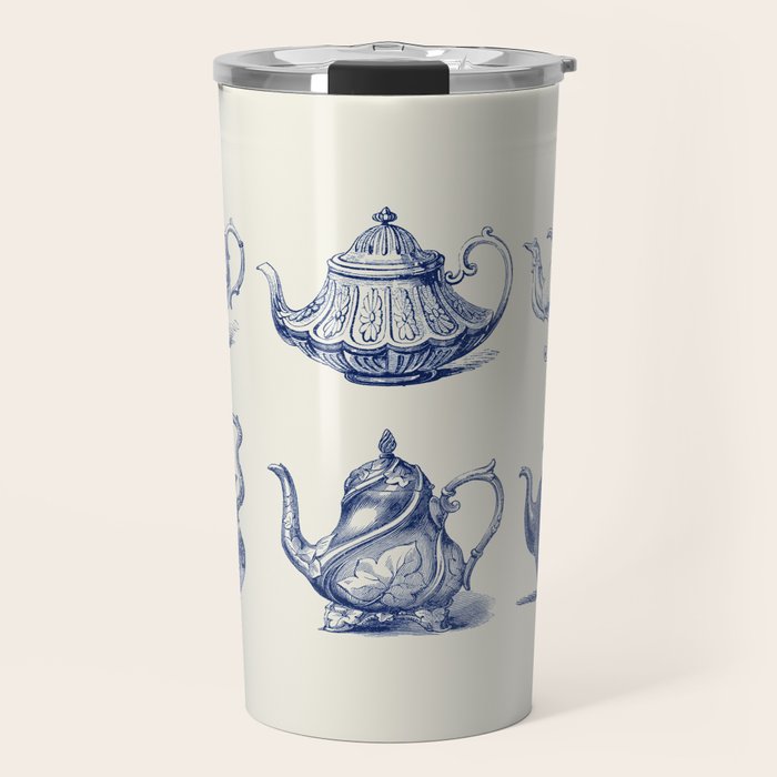 Blue Tea Pots Travel Mug Gallery Image 1