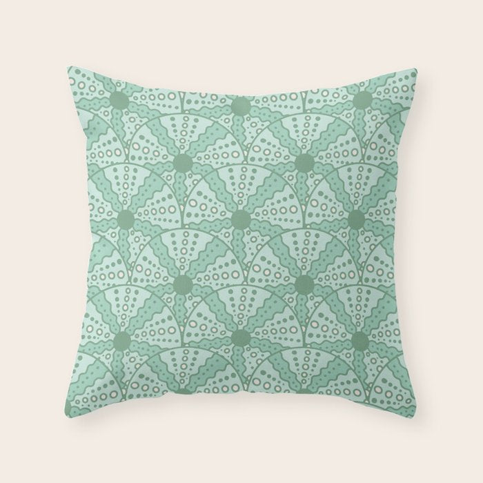 Sea Urchins - Aqua Blue Throw Pillow Gallery Image 1