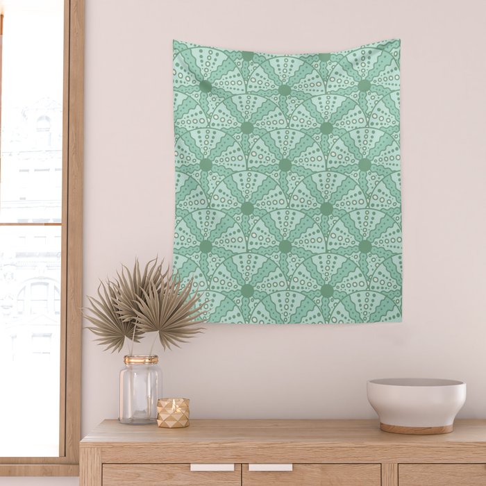Sea Urchins - Aqua Blue Wall Tapestry Gallery Image 2