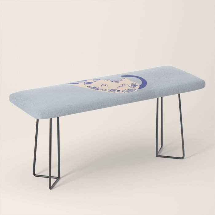 Purrcelin Cat Butt - Charming Delft Pottery Kitty Bench Gallery Image 1