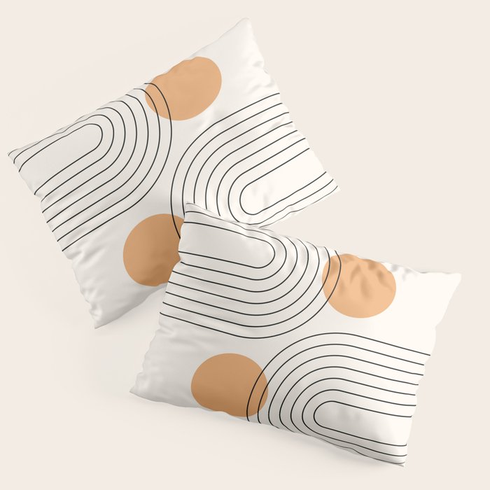 Mid Century Modern Geometric 61 (Rainbow and Sun Abstraction) Pillow Sham Gallery Image 1