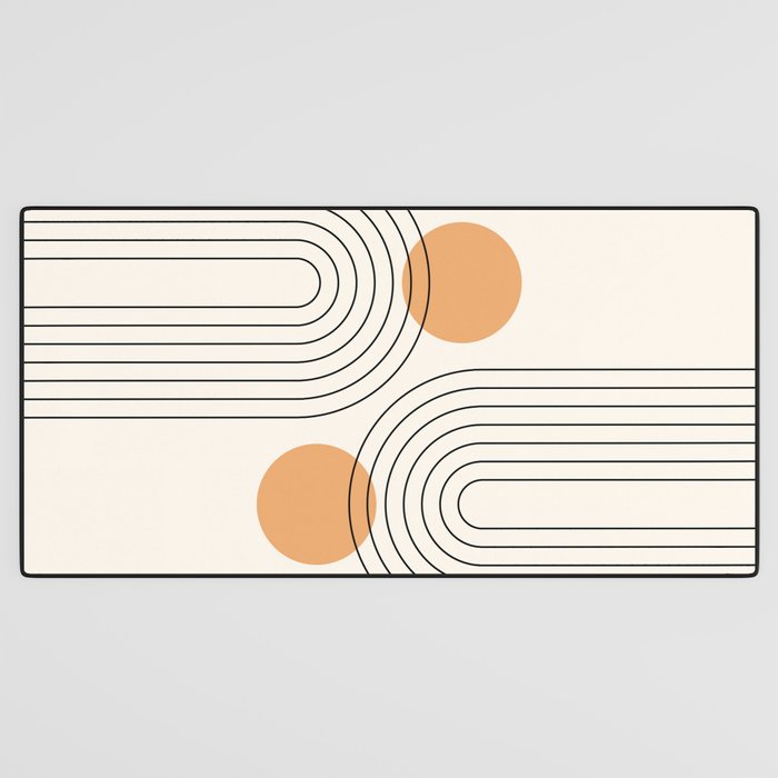 Mid Century Modern Geometric 61 (Rainbow and Sun Abstraction) Desk Mat Gallery Image 3