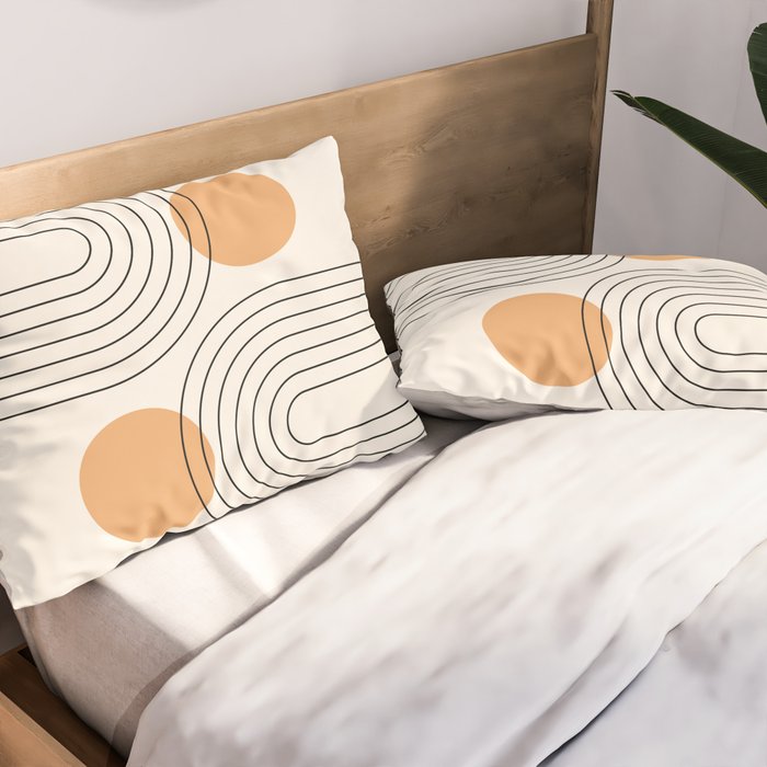 Mid Century Modern Geometric 61 (Rainbow and Sun Abstraction) Pillow Sham Gallery Image 2