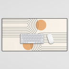 Mid Century Modern Geometric 61 (Rainbow and Sun Abstraction) Desk Mat Gallery Image 1