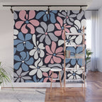 Abstract Flower, Navy, Blue, Pink, Gray, White Wall Mural Gallery Image 1