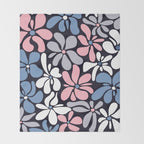 Abstract Flower, Navy, Blue, Pink, Gray, White Throw Blanket Gallery Image 2