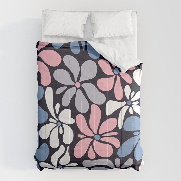 Abstract Flower, Navy, Blue, Pink, Gray, White Comforter Gallery Image 6