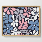 Abstract Flower, Navy, Blue, Pink, Gray, White Serving Tray Gallery Image 1