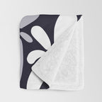 Abstract Flower, Navy, Blue, Pink, Gray, White Throw Blanket Gallery Image 3