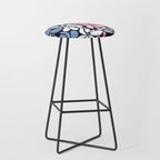 Abstract Flower, Navy, Blue, Pink, Gray, White Stool Gallery Image 1