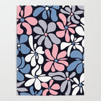 Abstract Flower, Navy, Blue, Pink, Gray, White Poster Gallery Image 4