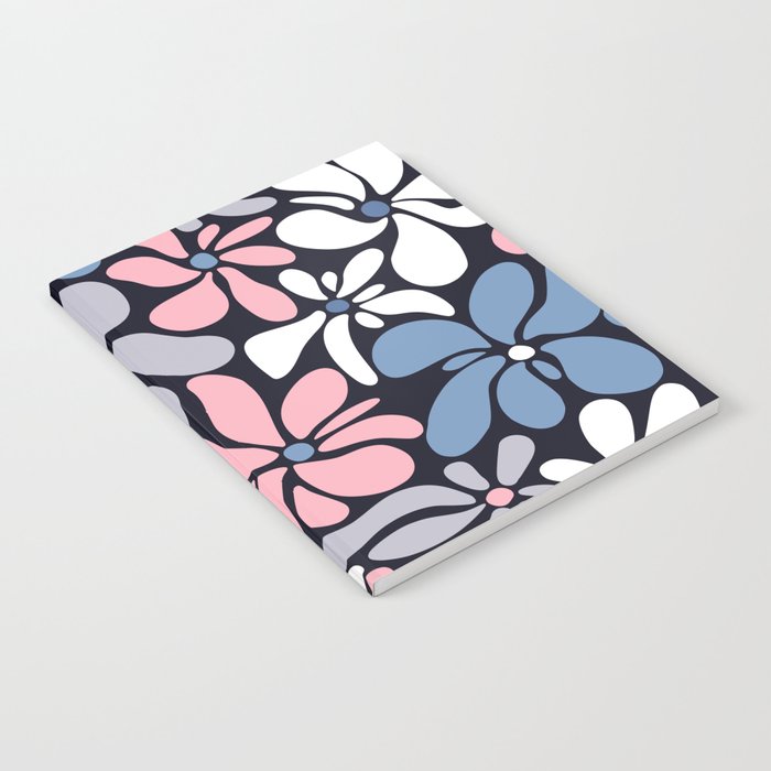Abstract Flower, Navy, Blue, Pink, Gray, White Notebook Gallery Image 2