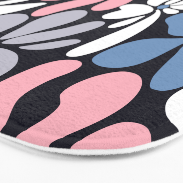 Abstract Flower, Navy, Blue, Pink, Gray, White Bath Mat Gallery Image 3