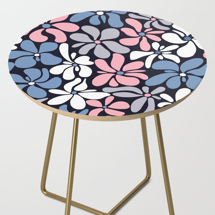 Abstract Flower, Navy, Blue, Pink, Gray, White Side Table Gallery Image 2
